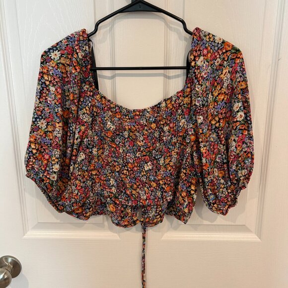 Wild Fable NWT Floral Tie Front‎ Crop Tip, Multi XL - Picture 5 of 8